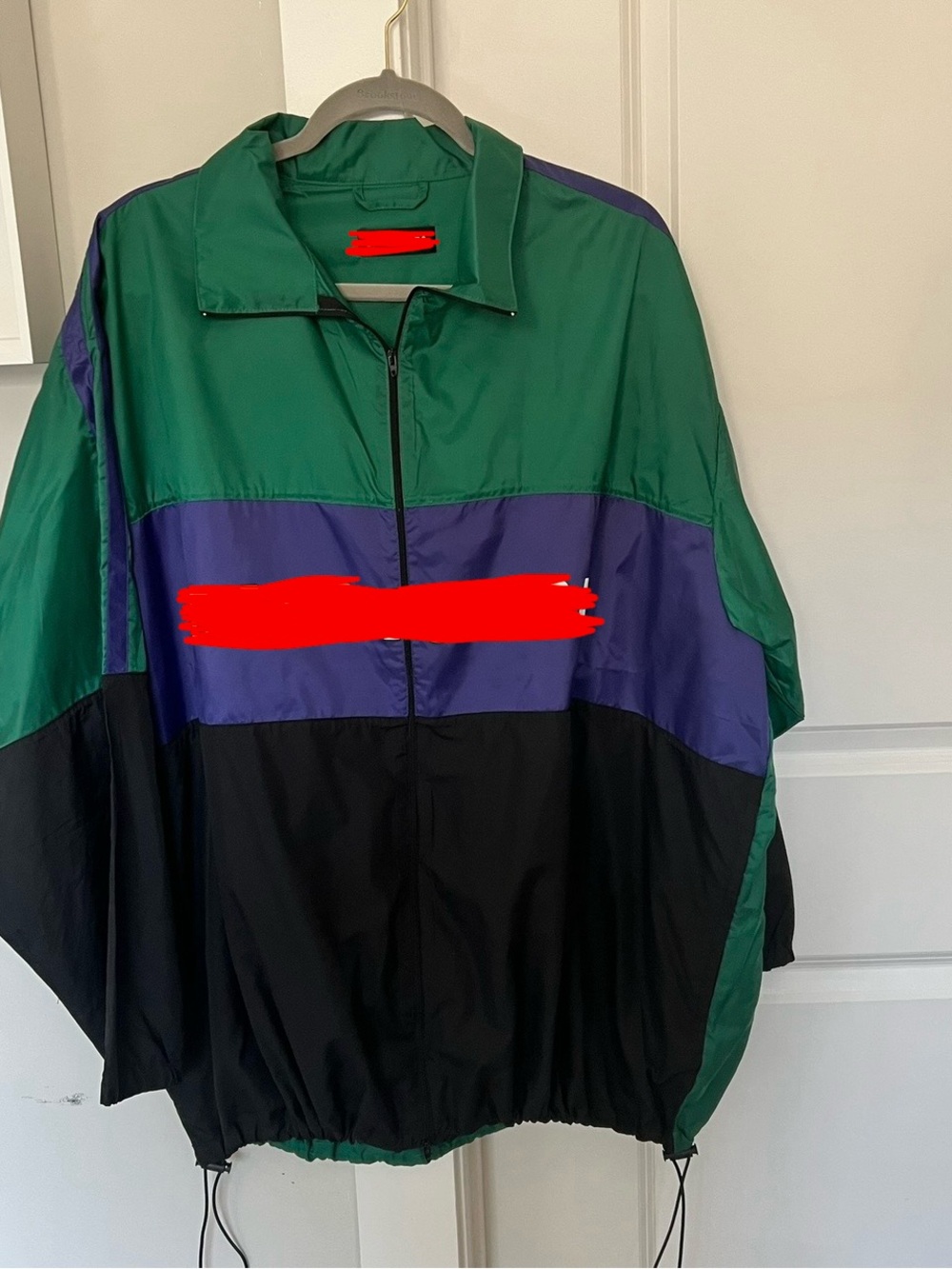 Men's Green, Purple & Black Colorblock Windbreaker Jacket